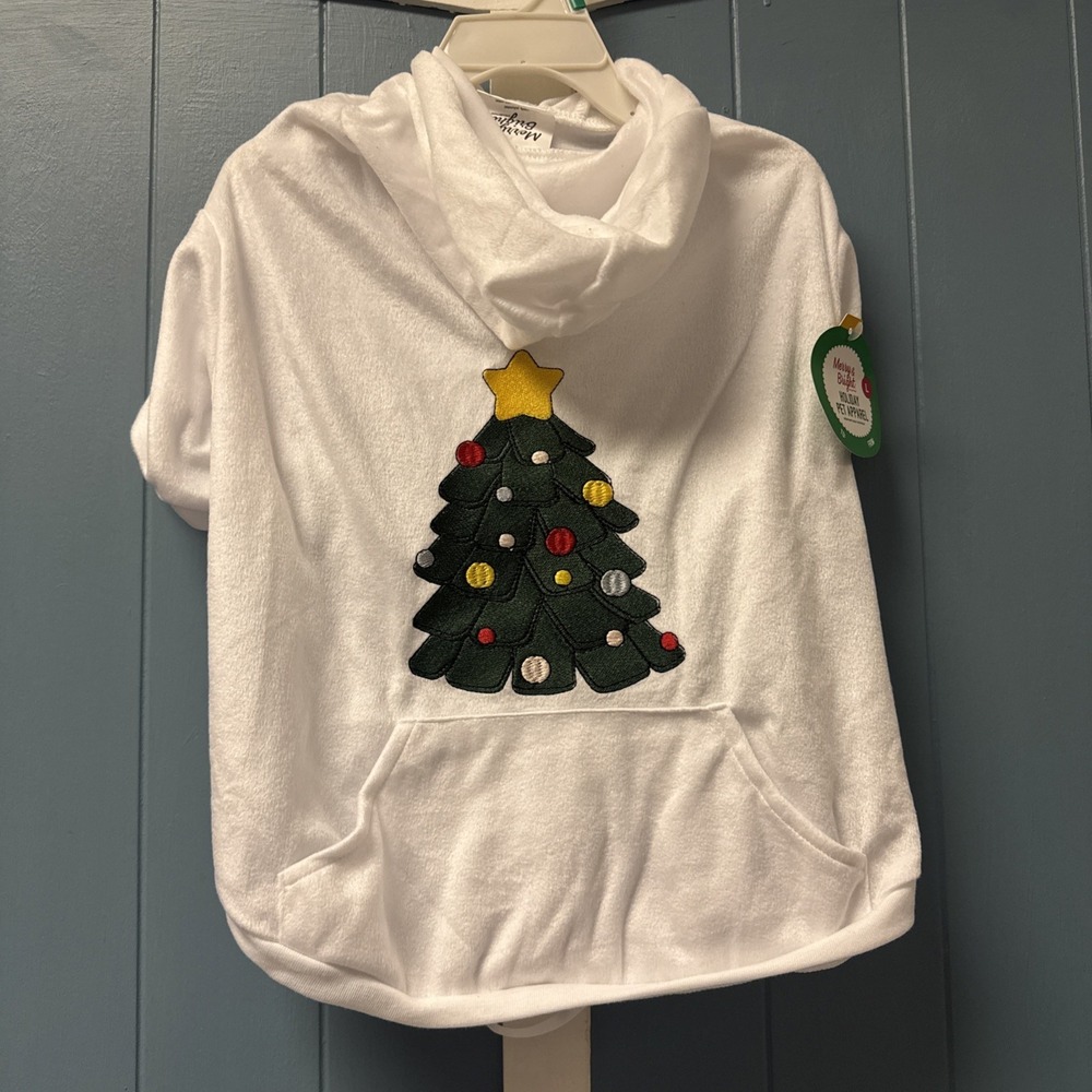 New Merry&Bright Christmas TREE Merry and Bright Dog Felt T-Shirt Size L Large